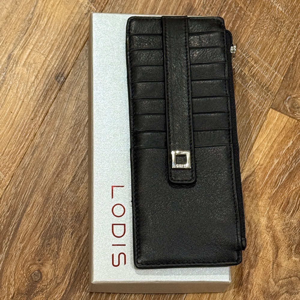 LODIS Julia Leather RFID Long Card Stacker With Zippered Pouch & ID Holder (NIB)